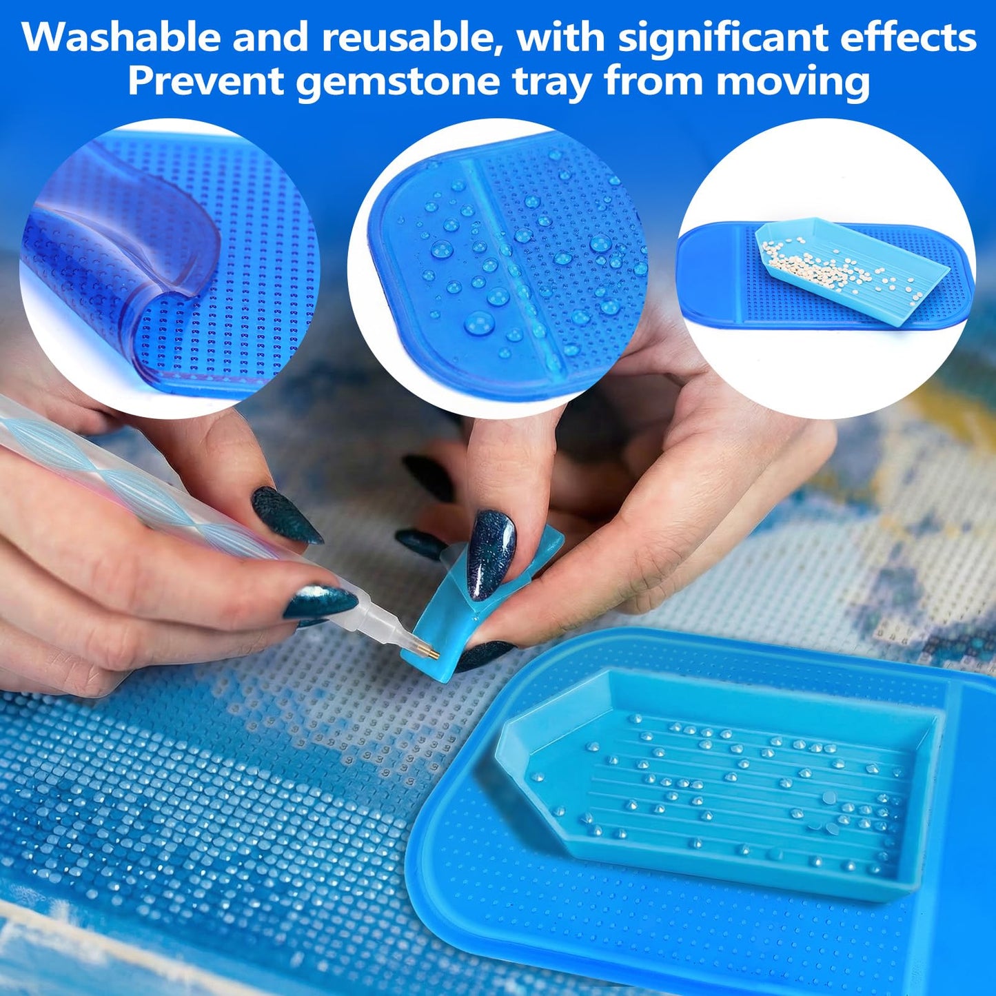 MUNORIAY 31Pcs Diamond Painting Accessories,Diamond Art Tray with Lid,Diamond Painting Tools with Anti-Slip Sticky Mat & Painting Pens,Diamond Art Accessories Organizer for Diamond Art Kit for Adults