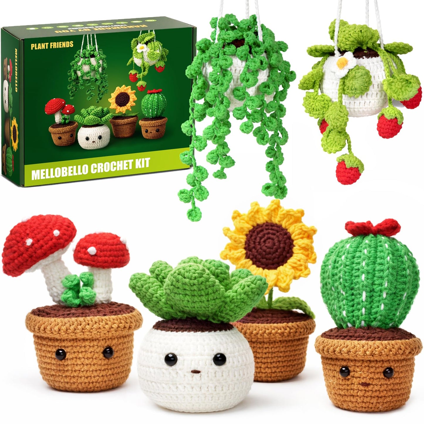 Crochet Kits for Adults - Beginner Crochet Kit for Adults with Video Tutorials - Crochet Plant Kit Flower Succulent Cactus - Easy to Learn Starter Amigurumi Knitting Crafts Hobbies Gifts for Women