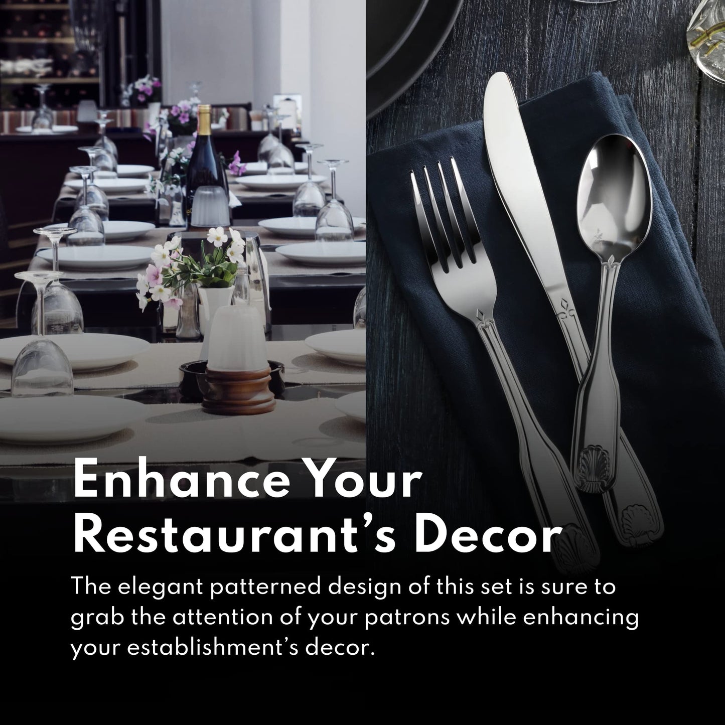 New Star Foodservice Slimline Pattern 18/0 Stainless Steel Flatware Set, 60-Piece Set, Commercial Grade