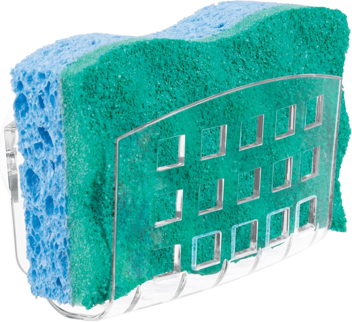 2.3" 5.2" 3.7", iDesign BPA-Free Plastic Sponge Holder for Kitchen Sink with Suction Cups, Ideal for Kitchen Sinks