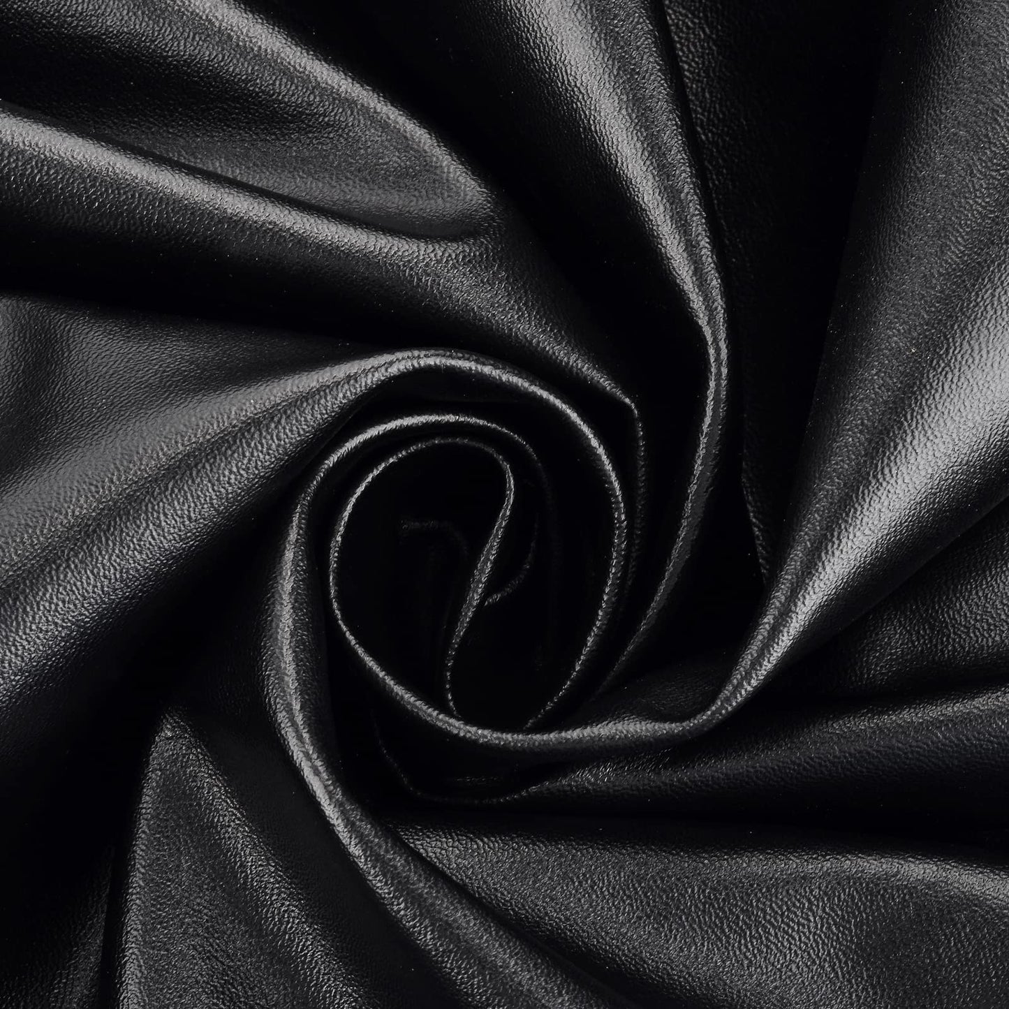 PU Fabric Leather 2 Yards 58" x 72", 0.6mm Thick Faux Synthetic Leather Material Sheets for Upholstery Crafts, DIY Sewings, Sofa, Handbag, Hair Bows Decorations (Black_Smooth Surface_Light Weight)