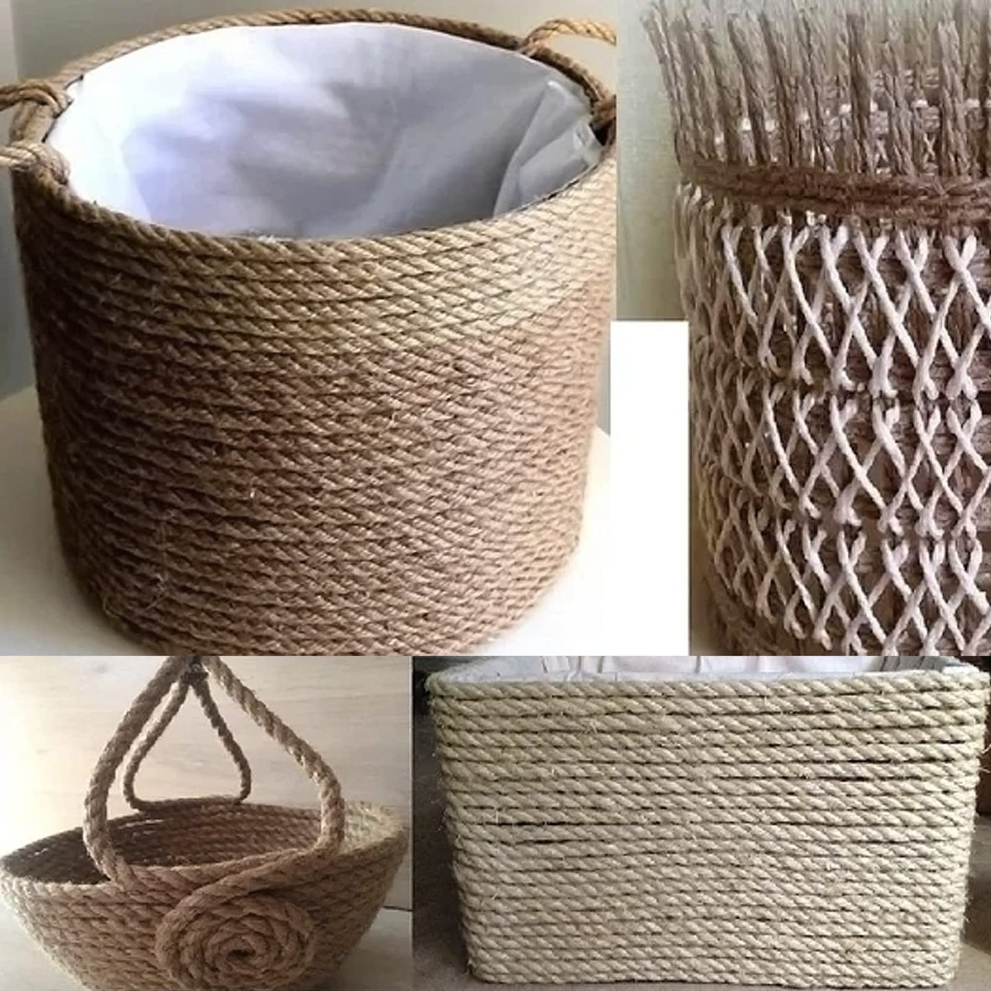 FUNSUEI 196ft 8mm Thick Jute Rope, Natural Hemp, Heavy Duty for Hanging, Gardening, Camping, Bundling, Crafts, Brown