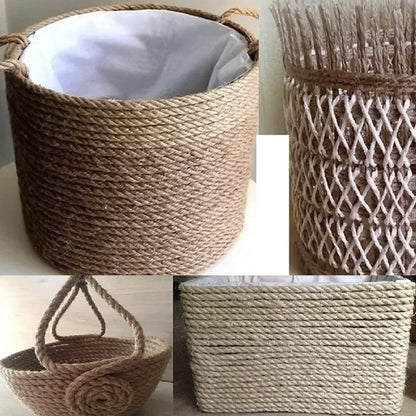 FUNSUEI 196ft 8mm Thick Jute Rope, Natural Hemp, Heavy Duty for Hanging, Gardening, Camping, Bundling, Crafts, Brown