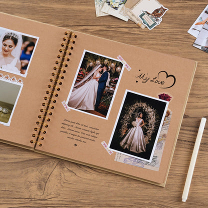 potricher 10 x 10 Inch DIY Scrapbook Album 40 Pages Hardcover Kraft Paper Scrap Book Photo Albums Memory Book for Wedding and Anniversary Family (Yellow, 10 Inch)