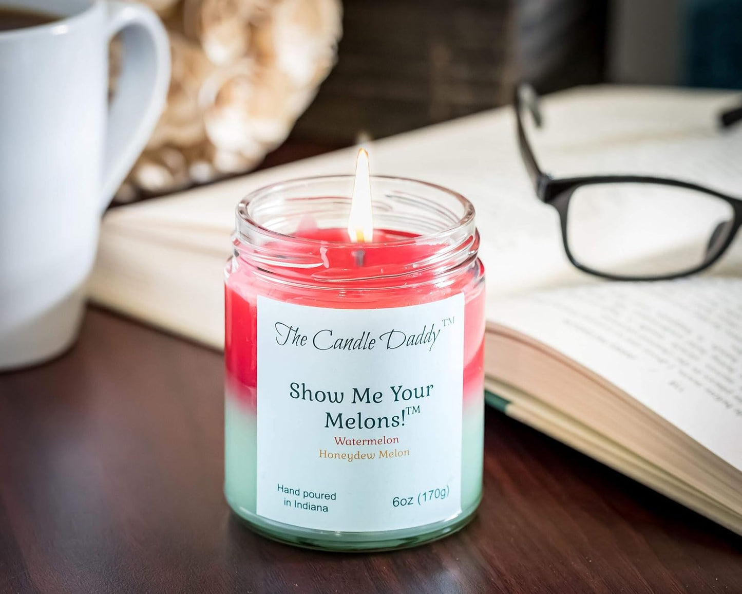 Show Me Your Melons Funny Watermelon Honeydew Scented Candle - 6 Ounce Jar