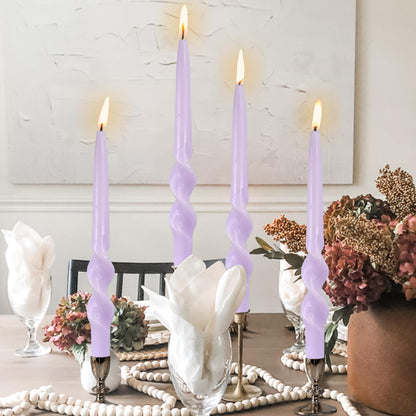 Purple Taper Candles 10inches Spiral Taper Candles Purple Long Twisted Candlesticks Smokeless Unscented Candle Stick Dinner Tall Candle for Christmas advent Home Décor Weddings Festive Seasons Holiday
