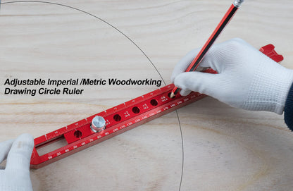 Woodworking Compass Scriber, Portable Aluminum Alloy Woodworking Compass Tool, Adjustable Metric/Inch Arc Drawing Ruler Circle Drawing Ruler Marking Gauge Circle Marking Tool