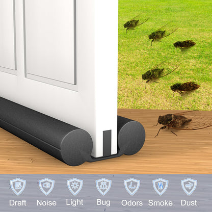 Large Door Draft Stopper,Under Door Sweep for Bottom of Door,Weather Stripping Door Seal,Noise Stopper,Garage Window Blocker Noise Cold Air Insulation,Draft Guard (Black-1 Pack)