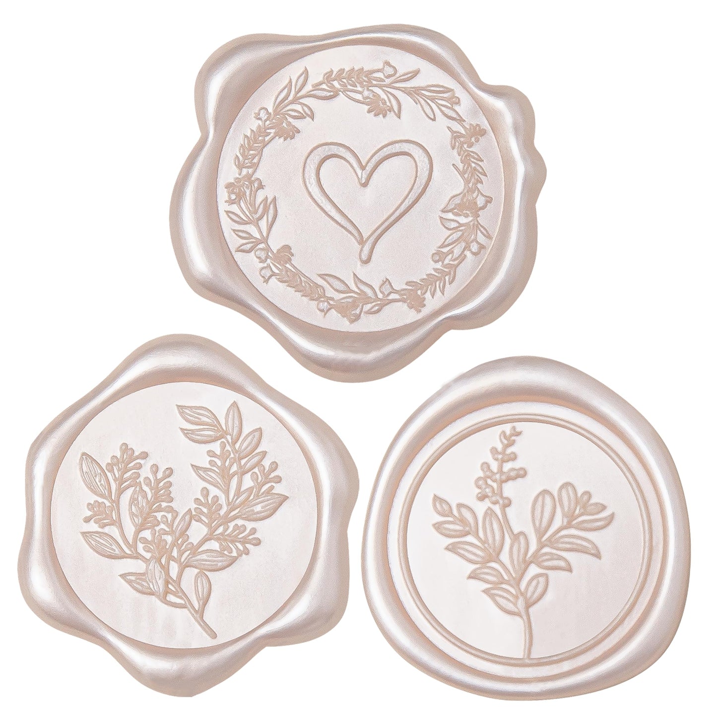 Uwilowe 60 Pcs Champagne & Pink Wax Seal Stickers Self-Adhesive Envelope Seals Stamp Stickers, Perfect for Wedding Invitations Seating Chart Christmas Gift Wrapping 3 Designs in 1 Pack