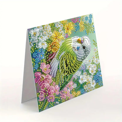 MaiYiYi 6 Pack DIY Parrot Diamond Painting Greeting Cards Kit, Rose Bird Diamond Art Greeting Cards, Bird Diamond Art Cards with Envelopes for Family Friends Holiday Birthday