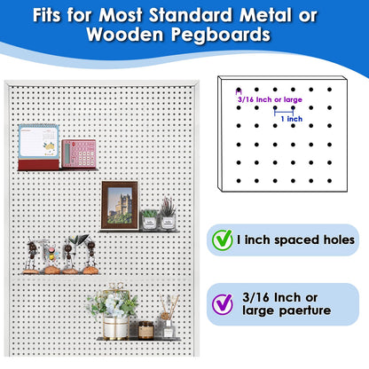 Kokone 6 Pack Pegboard Shelves with Lip Around the Edge, 12x4 Flat Display Shelves for Pegboard Storing or Displaying, Wall Pegboard Shelves Accessories Steel Tray for Garage Workshop Craft Room