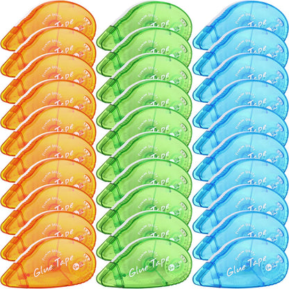 Geyee 30 Pcs Double Sided Tape Roller Permanent Adhesive 0.3 x 315'' Double Sided Tape Dots for Scrapbooking Journal Photo Paper Craft Projects Christmas Gifts (Green Blue Orange,Classic)