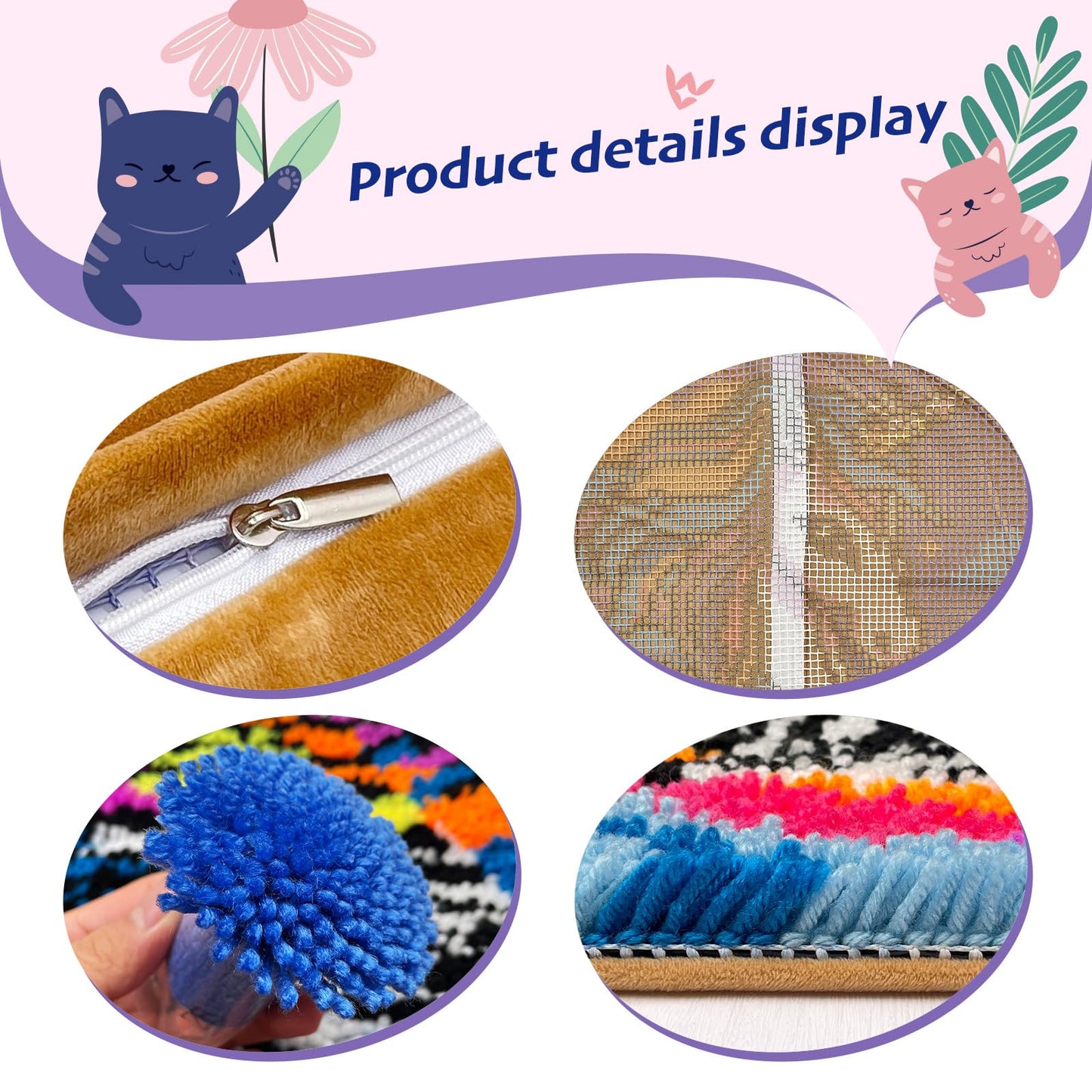 Cute Penguin Latch Hook Kits for Adults Kids Beginners Cartoon Animals Latch Hook Pillow Kit Pre-Printed Latch Hook Rug Kits Cross-stitch Cushion for Home Sofa Decoration 17x17 in. Craft Gift