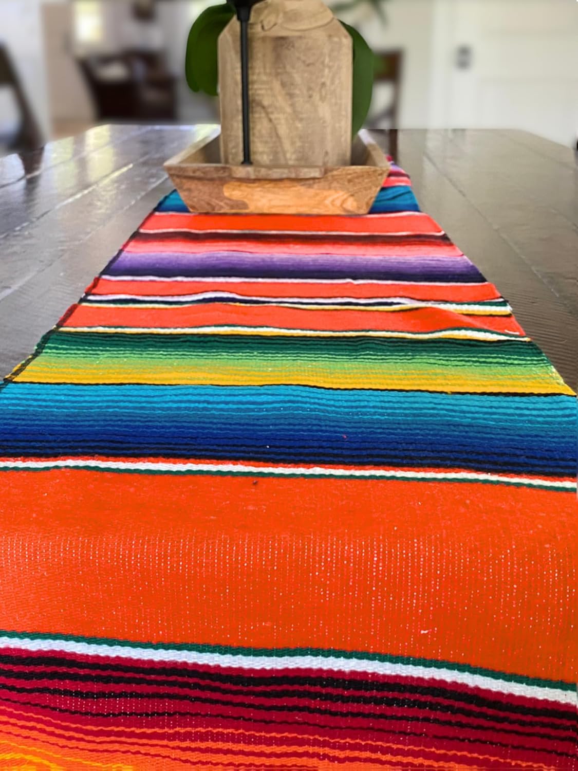 Vibrant Orange Mexican Serape Table Runner Blanket