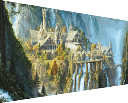 YALKIN Square 5D Diamond Painting Kits for Adults, Castle Large Diamond Art Kits Full Drill Diamond Painting Kit for Adult Beginners, DIY Crystal Picture Art for Home Wall Decor 40x70CM/15.8x27.6in