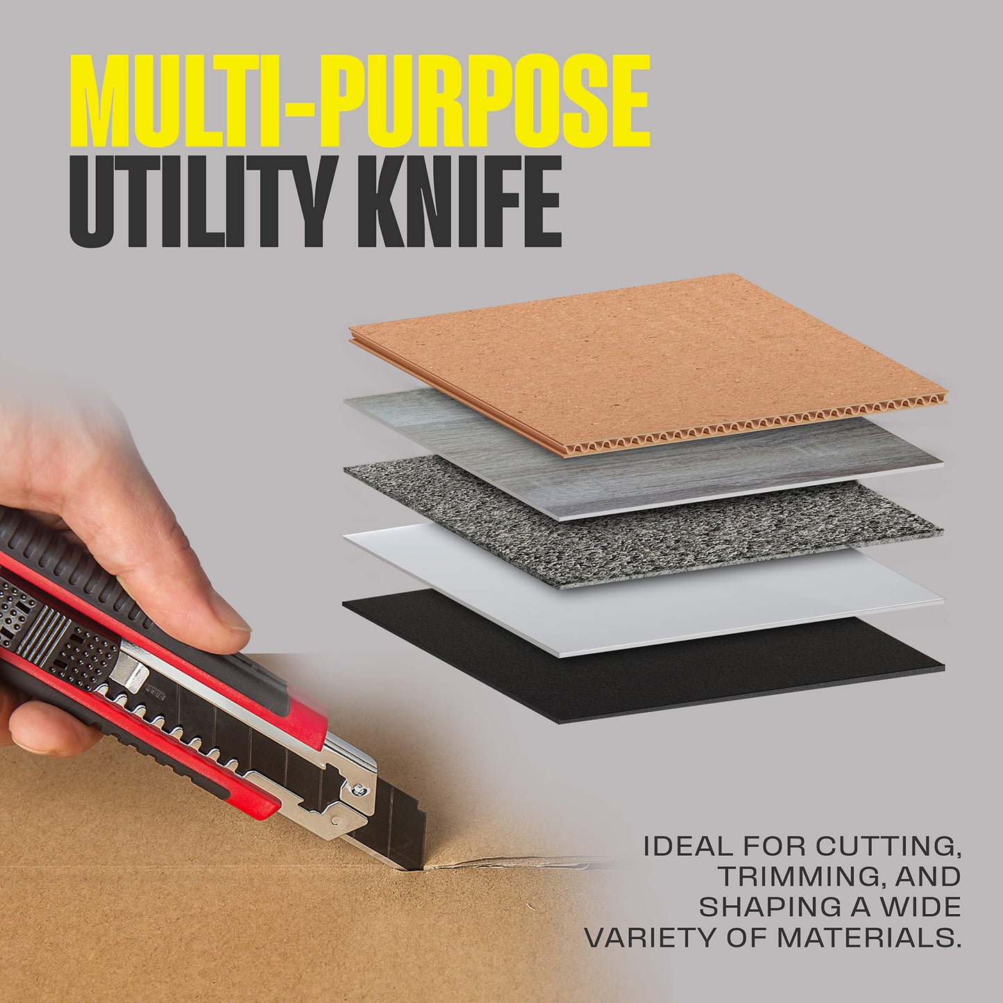 Berkling 18mm Retractable Utility Knife with 4x SK2H Snap Off Black Spare Blades (18mm 1 PACK)