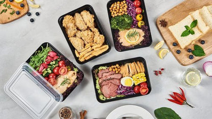FULING 150 Pack Meal Prep Plastic Food Storage Containers With Lids 28 oz 1 Compartment Black Rectangular Reusable To Go Lunch Prepping Boxes BPA-Free Microwavable Freezer Dishwasher Safe Stackable