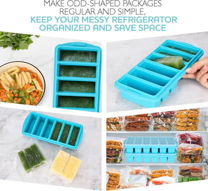 Skiennix 1/2 Cup Silicone Freezer Tray - 2-Pack Molds With Lid for Meal Prep & Freezing, Oven & Dishwasher Safe