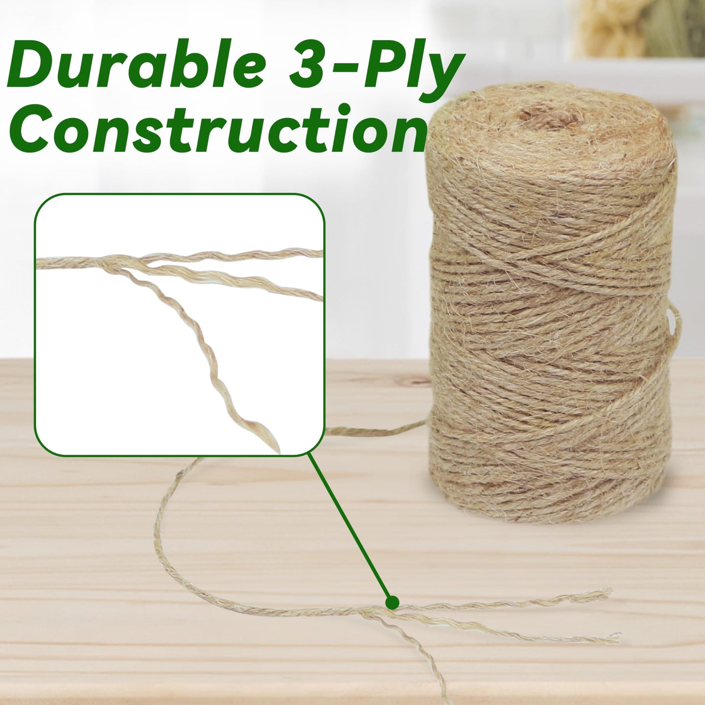 Gardzen 4 Pack Natural Jute Twine String (328 ft Each), 3-Ply Durable Brown Craft Twine for Gardening, Gift Wrapping, Flower Bouquet, Arts & Crafts, Hemp & Burlap String for DIY Projects