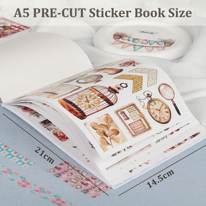 Snycler Plain Inspiration Theme Sticker Scrapbooking Supplies for Junk Journal, 20 Sheets PET Stickers - Vintage Journaling Stickers, Ephemera Sticker Book Pre Cut, Planner, Junk Journal Supplies