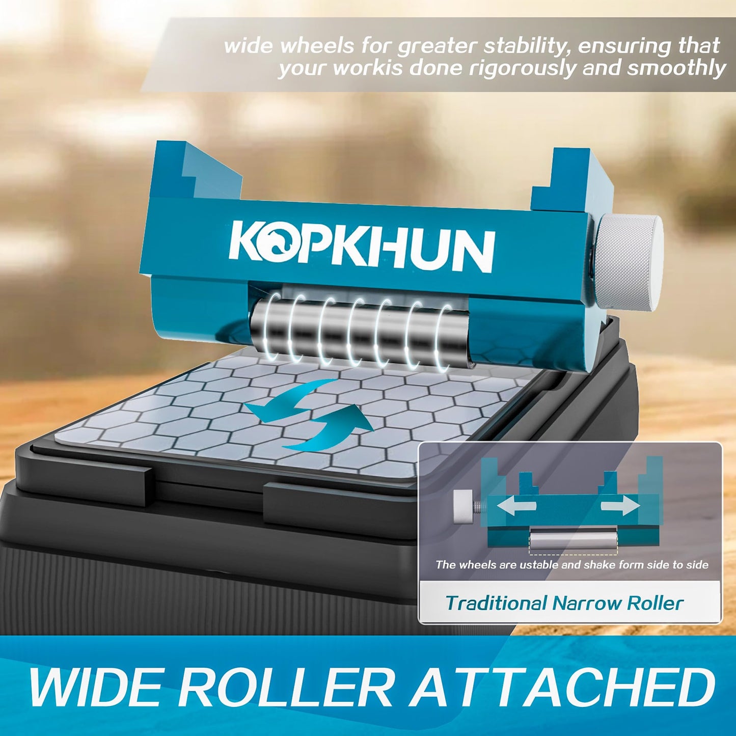 Kopkhun Chisel Honing Guide with Whetstone – Adjustable Sharpening Jig for Chisels and Plane Irons (0.2”–2.55”) – Anti-Rust Metal Body – Smooth Rolling Sharpening Tool Kit