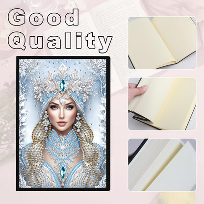 JZHYOAN Woman Diamond Art Note Book Gem Art Dairy Travel Drawing Message Art Notebook for Adult DIY Diamond Painting Blank Notebook Kits Cross Stitch Mosaic Notepad Embroidery for Office Desk Decor