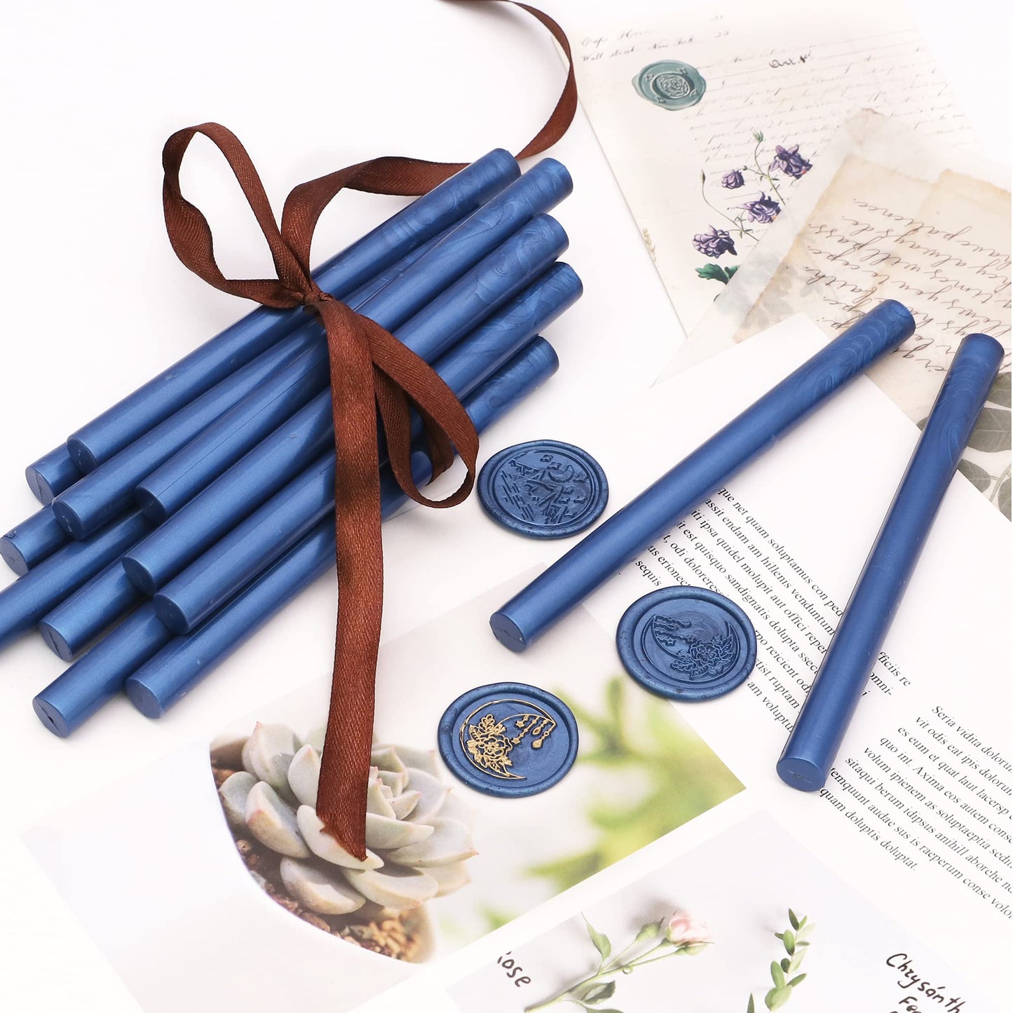 SWANGSA 20 Pieces Glue Gun Sealing Wax Sticks Navy Blue for Wax Seal Stamp, Great for Wedding Invitations, Cards, Envelopes, Wine Packages, Gift Wrapping (Navy Blue)
