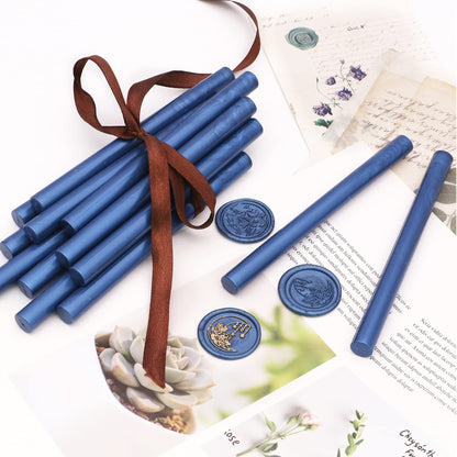 SWANGSA 20 Pieces Glue Gun Sealing Wax Sticks Navy Blue for Wax Seal Stamp, Great for Wedding Invitations, Cards, Envelopes, Wine Packages, Gift Wrapping (Navy Blue)