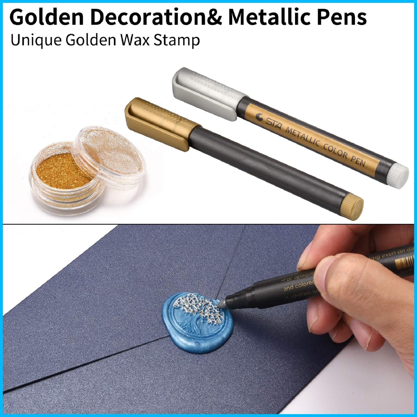 CHUHUAYUAN Wax Seal Stamp Kit - 24 Colors, 624 Pcs Stamp Beads, Sealing Wax Warmer, Metallic Pen & Envelope, Gift & Decoration Set