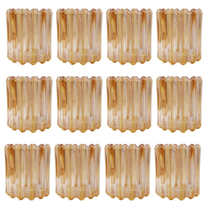 GOLDEAL 12Pcs Gold Glass Votive Candle Holders Tealight Holders Decorative, Tea Candle Holders Bulk,Candlestick for Wedding, Party,Dinner, Home Table Decor.