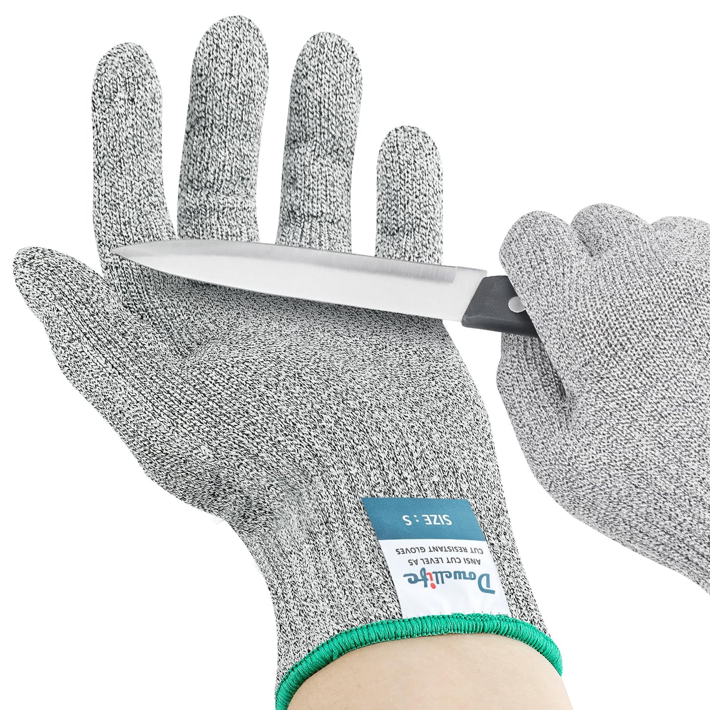 Dowellife Cut Resistant Gloves A9 Maximum Protection - Food Grade Kitchen & Chef Gloves for Food Prep, Knife Cutting, Mandoline Slicing, Butcher, Oyster Shucking, Fish Handling (Large)