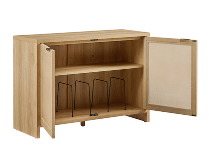 Crosley Furniture Kenji Record Player Cabinet with Vinyl Storage, Media Stand, Modern Home Organizer, Ash