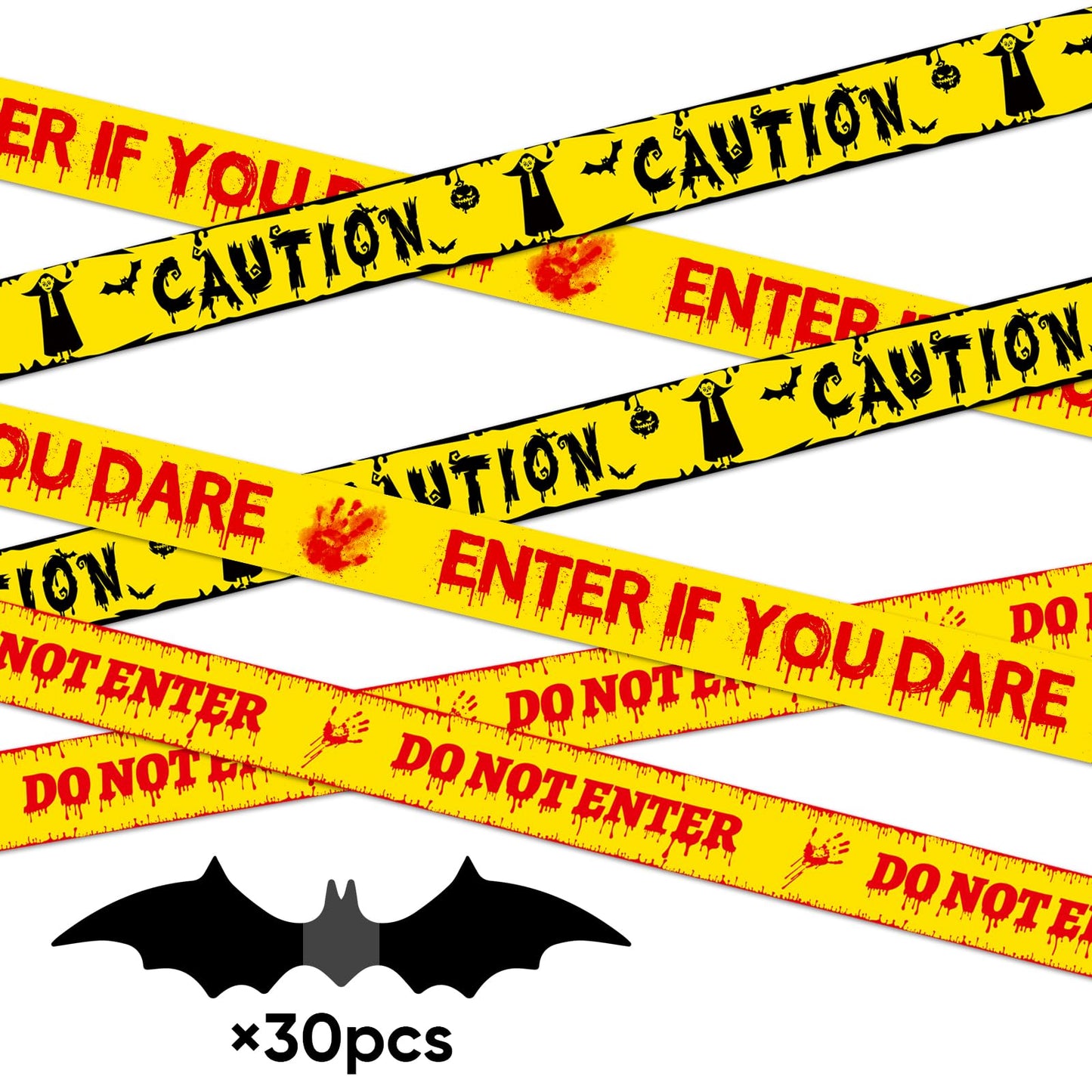 Caution Tape Halloween Decorations Party for Outside & Indoor 3 Rolls - Crime Scene Tape - Do Not Enter - Haunted House Decorations