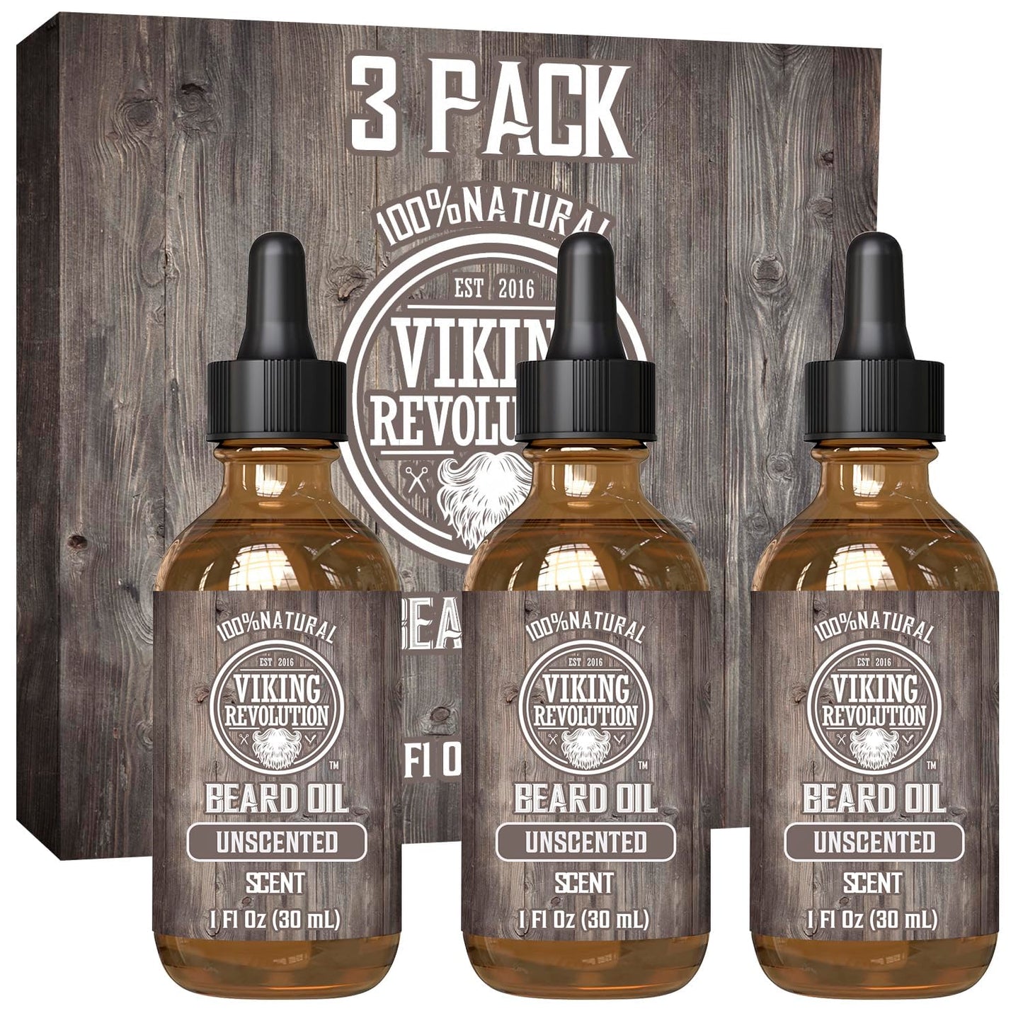 Viking Revolution Sandalwood Beard Oil for Men - Natural Mens Beard Oil with Argan Oil and Jojoba Oil - Beard Softener, Strengthens and Moisturizes - Beard Conditioner for Men (Sandalwood, 1 Pack)