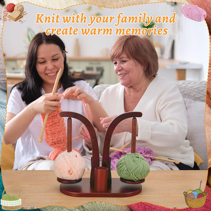 Ovveroche Magnetic Yarn Holder for Crocheting and Knitting, Magnetic Rotating Wooden Yarn Spinner with Crochet Accessories Storage and Phone Stand for Crochet Gifts for Crochet Knitting Lovers