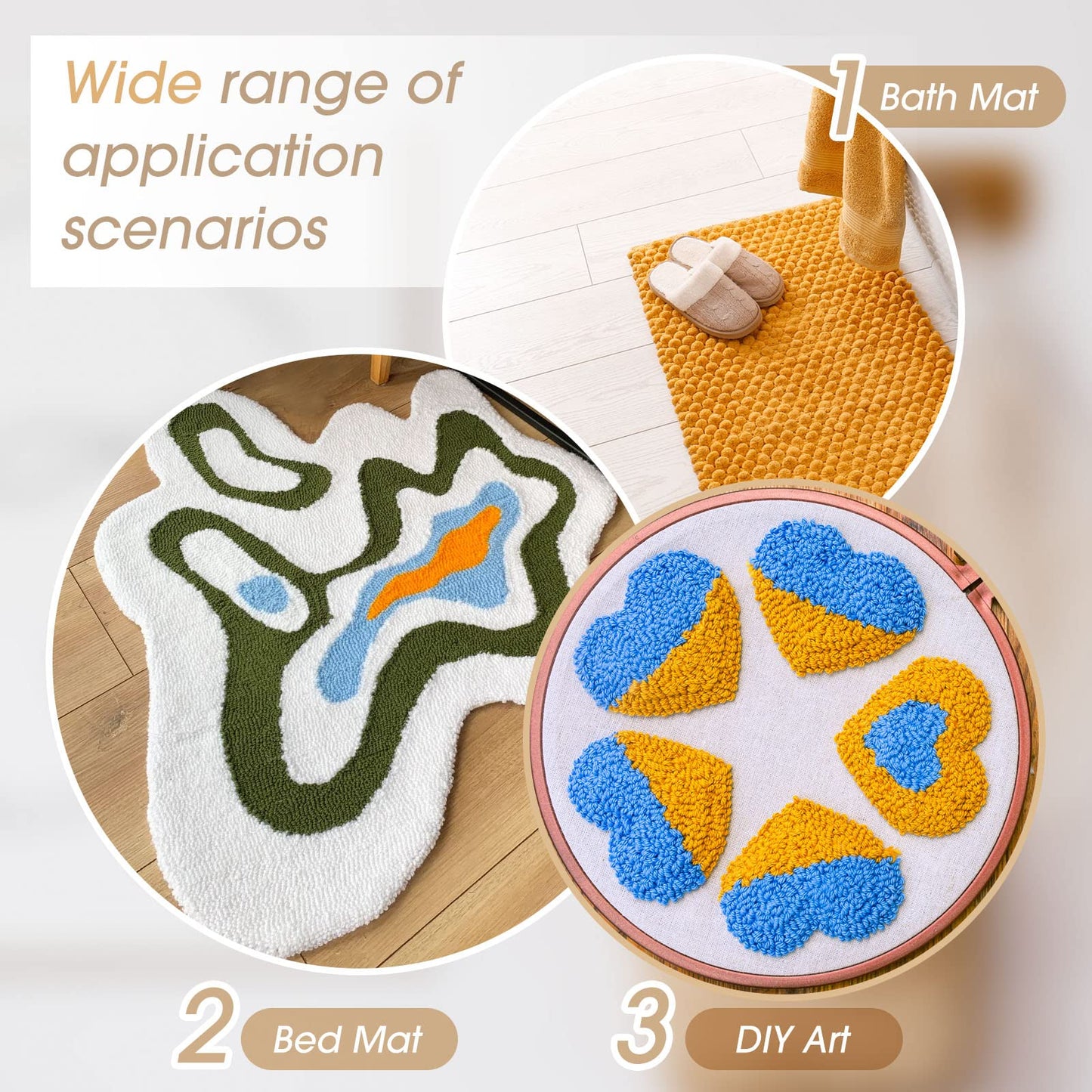 Tudomro 6 Pcs 79'' X 59" Large Tufting Cloth for Rugs and 71'' X 39" Non Slip Final Backing Tuft Fabric Monks Cloth for Tufting Needle DIY Rug Making, Contains Cleaning Brush and Glue Scraper