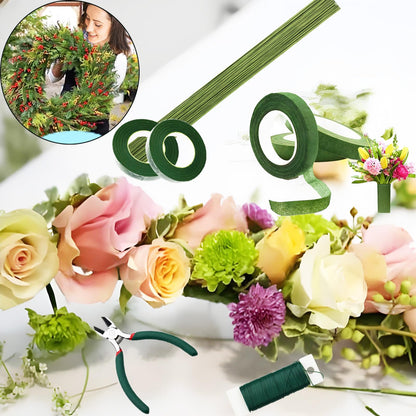 Floral Tape and Flower Stems Arrangement Tools Kit, 1pcs Gardening Cutter, 18 Gauge Stem Wire and 22 Gauge Paddle Wire for Bouquet Stem Wrapping and Floral Crafts