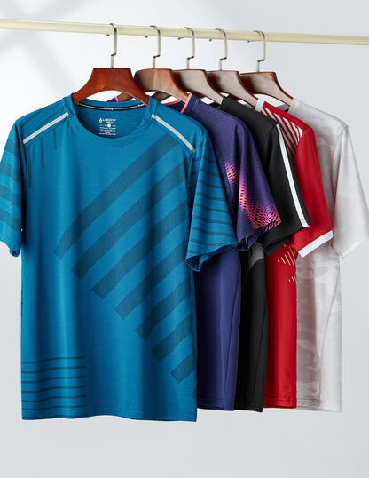 5 Pack Men’s Active Quick Dry Crew Neck T Shirts | Athletic Running Gym Workout Short Sleeve Tee Tops Bulk (Set 11, X-Large)