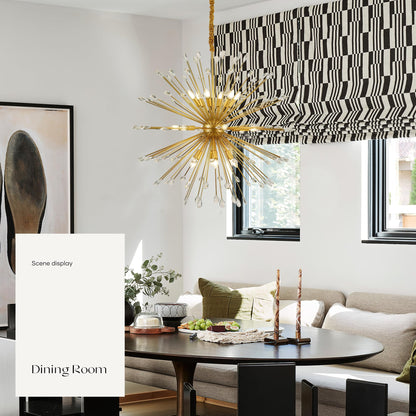 Aol furin 18-Light Gold Sputnik Chandeliers, 41" Starburst Firework Pendant Light fixtures, Mid-Century Modern Satellite Ceiling Lights for Dining Room, Kitchen, Bedroom, Living Room, E12