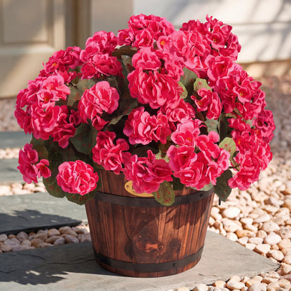 Apexion Artificial Geranium Flowers for Outdoors, 6 pcs Silk Geraniums Fake Flowers UV Resistant Faux Plants for Front Door Garden Porch Planter Decoration (Hotpink)