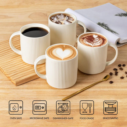 Set 6, 14.2oz theterra Ceramic Coffee Mugs of Handmade Coffee Cups with Handle for Latte, Tea, Milk, Beer, Hot Cocoa