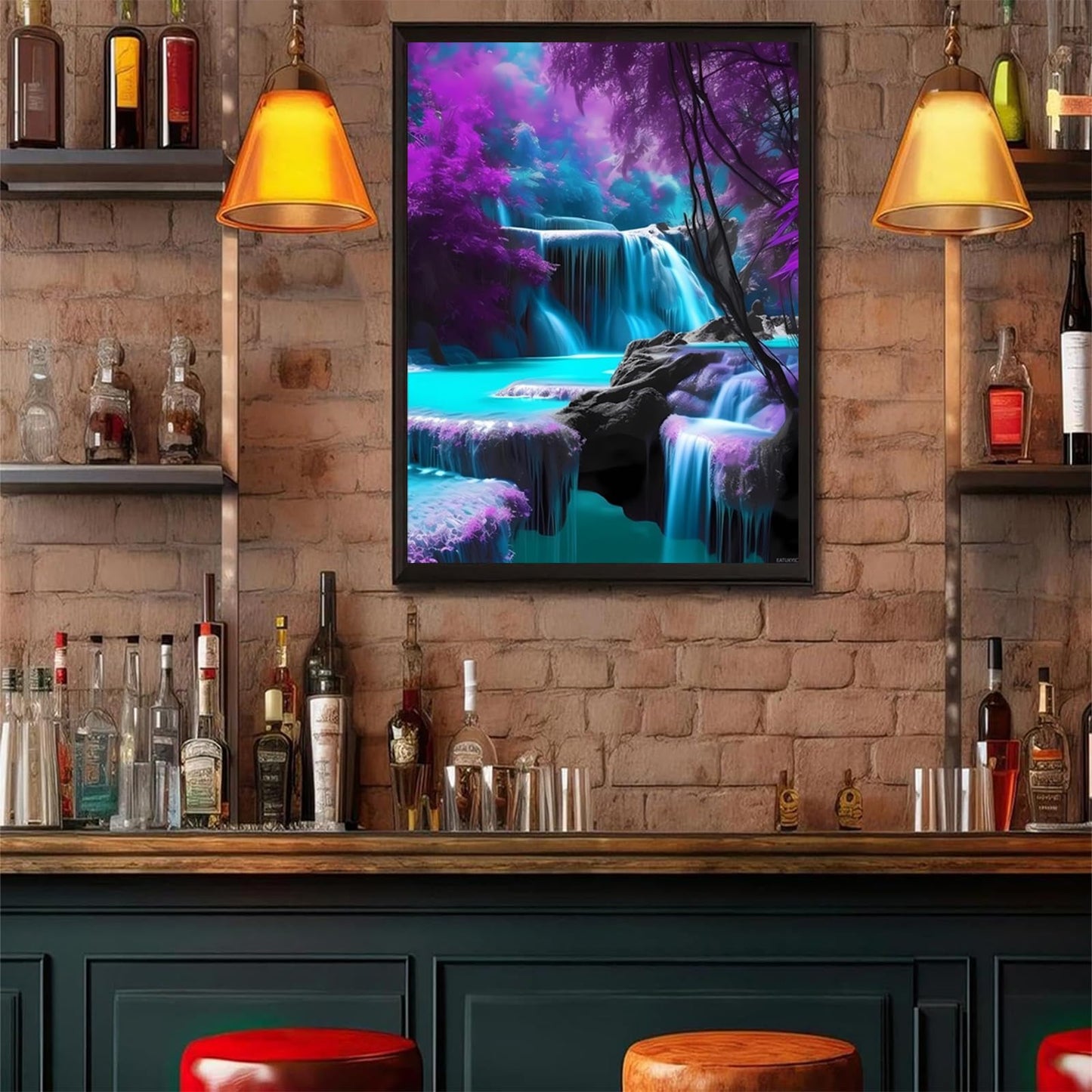 EATUKYIC Diamond Painting for Adults 5D Waterfalls in The Purple Forest Full Drill Diamond Art Kit DIY Waterfall Gem Painting Set Bedroom Living Room Wall Decor Gifts 12x16 inch