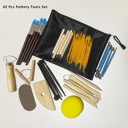 TORISING Air Dry Clay 10 LBs with 42 Pcs Set Pottery Clay Tools Set for Hand Modeling and Throwing, Non-Toxic (White & Kit)