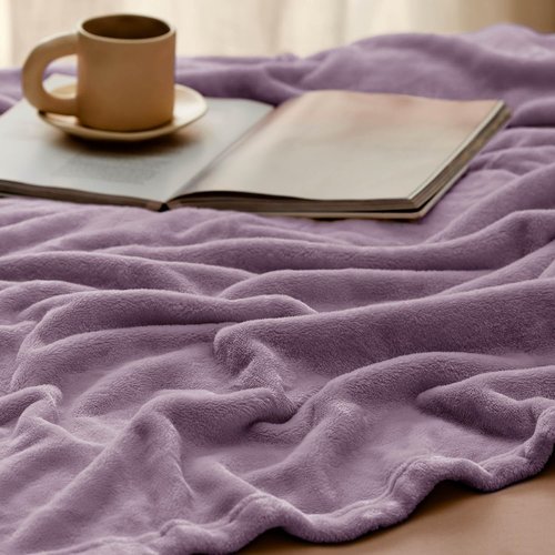 Bedsure GentleSoft Fleece Blanket - Cozy Lightweight Plush Queen Size in Fog Purple, 90x90 Inches