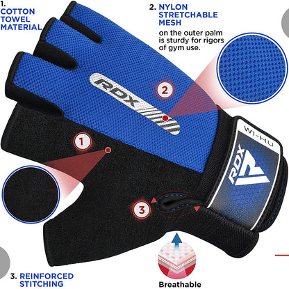RDX Weight Lifting Gloves Gym Fitness Workout, Anti Slip Padded Full Palm Protection, Ultra Ventilated, Bodybuilding Strength Training HIIT WOD Exercise, Half Finger Men Women Cycling Rowing Climbing
