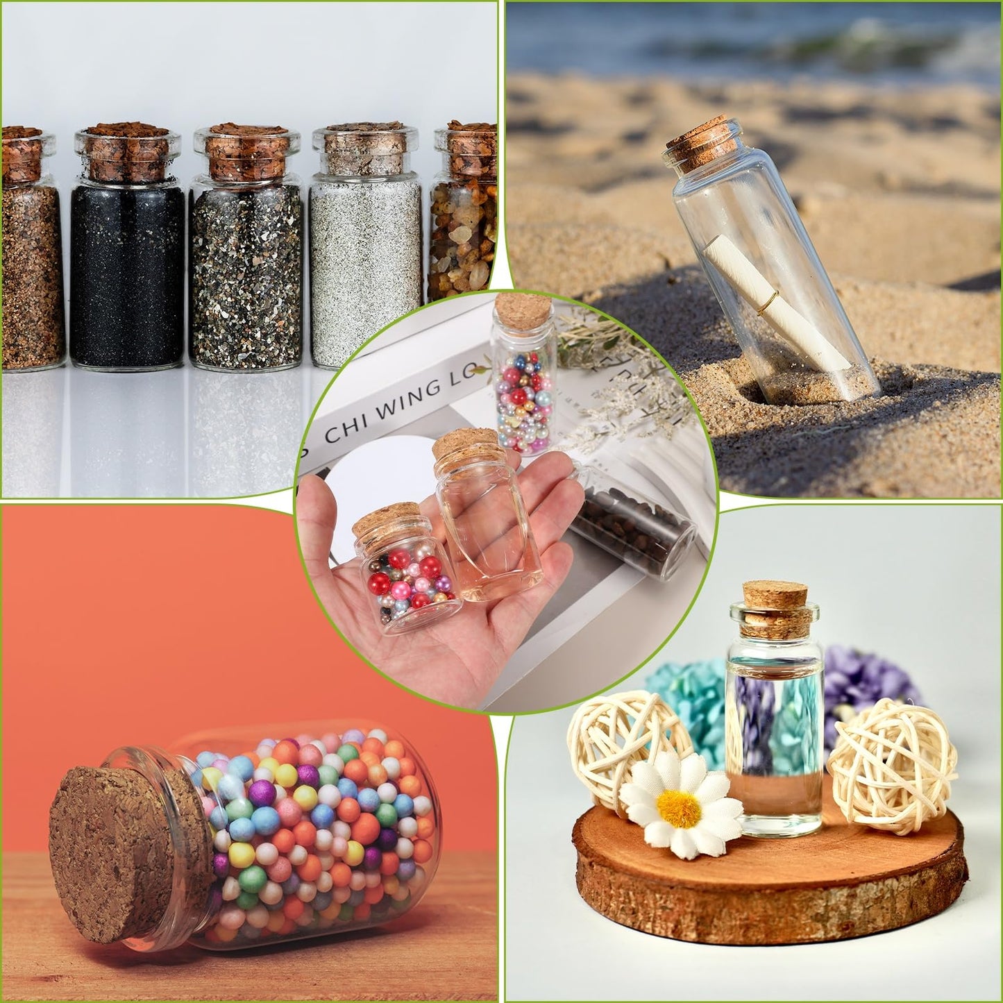 uxcell 8Pcs Mini Glass Bottles with Cork Stoppers, 30ml Small Clear Bottles Glass Empty Jars Vials for DIY Crafts Party Wedding Decor Favors