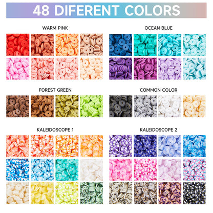 INSCRAFT 11000 Pcs Clay Beads for Bracelet Making Kit, 48 Colors Flat Round Polymer Clay Beads, Friendship Bracelet Kit Heishi Beads for DIY Jewelry Making, Crafts Gift for Girls Teen Ages 6-12