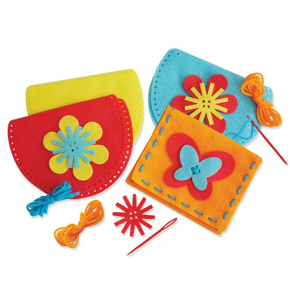 Serabeena Sew Your Own Purses - Sewing Kit for Kids - Felt Crafts for Kids - Sewing Ages 4-8 Plus - Felt Kit - Helps Develop Fine Motor Skills - DIY Kits with 6 Purses & Accessories