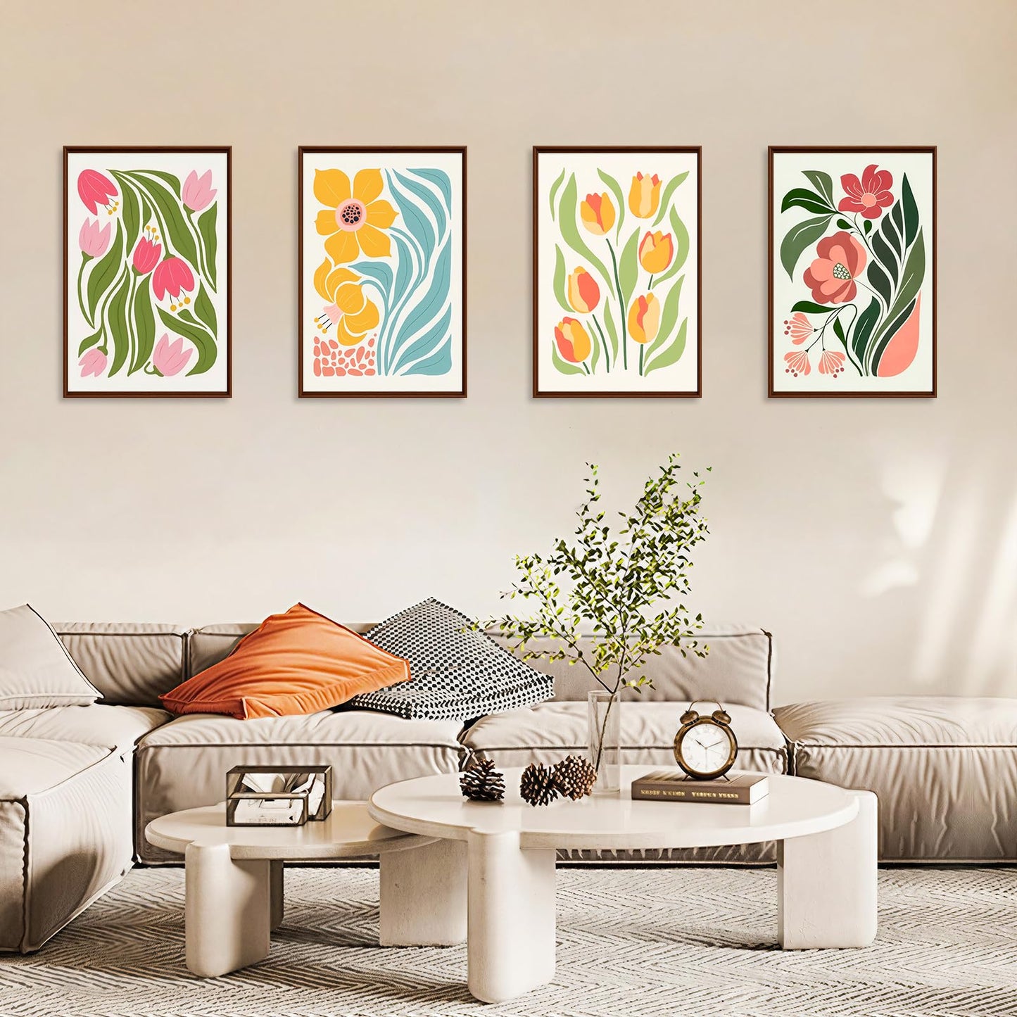 4 Pack Paint by Numbers Kit for Adults with Frame Flower Easy, Framed Paint by Number for Adults Beginner with Wooden Easel, Floral DIY Painting by Numbers Canvas Framed for Home Decor 8 x 12 Inch
