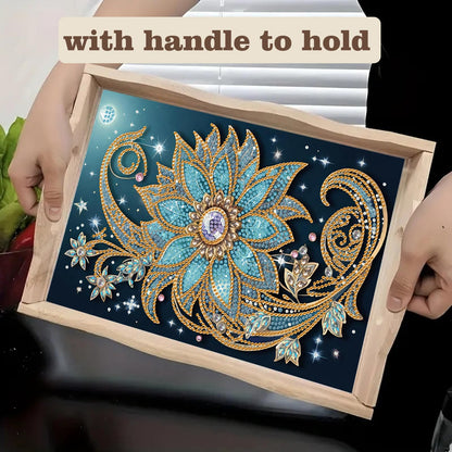 SHLUHA Diamond Art Kits for Adults Wooden Serving Trays with Handle Food Tray for Breakfast Home Decor Gift
